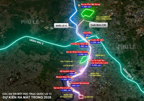 Phối cảnh quy hoạch mở rộng Quốc lộ 13 và tuyến Metro số 2 tại khu Đông Bắc.